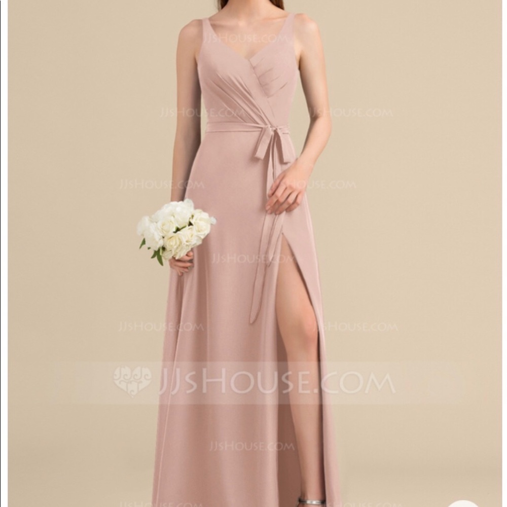 V-Neck Long Chiffon Bridesmaid / Prom Dress